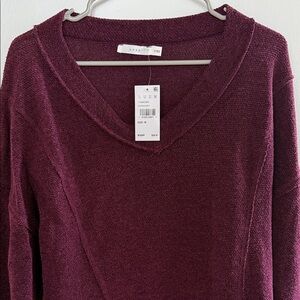 Lush Deep Burgundy V-Neck Sweater
